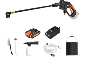 WORX Hidrolimpiadora a batería Hydroshot 20V Worx, PowerShare, WG620E.2, 1 batería 2Ah, portátil, Accesorios, Color Negro y Naranja