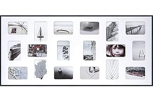 DEHA Design Bilderrahmen Tribeca Collage, 109,2 x 49,5 cm, Struktur Schwarz Matt, Aluminium, für 18 Fotos 10x15 cm, bruchsicheres Acrylglas, Hoch- und Querformat, stabile Rückwand