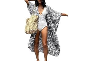 HYUET Mujer Kaftan Vestido de Playa Tie Dye Algodón Cárdigan Maxi Kimono Pareos y Camisola Camisas Playa Bohemia Boho Suelto Verano Traje de Baño Bikini Cover Up Talla Grande Elegante