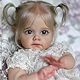Tvqbxp Reborn Baby Dolls Girl, 22 Inch Lifelike Reborn Toddler Dolls Full Body Vinyl Silicone with Long Hair, Beautiful Realistic Newborn Baby Doll with Feeding Toy for Kids Birthday Christmas
