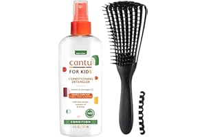 AMARA Kids Haircare Bundle With Conditioning Detangler 177ml & Curly Hair Brush – Gentle Kids Detangling Mist For Curly, Wavy, Coily Hair – Tear-Free Formula For Easy, Tangle-Free Styling