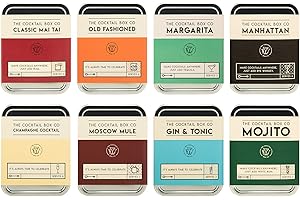 THE COCKTAIL BOX CO. Cocktail Kit Gift Set - The Old Fashioned - Champagne Cocktail - Moscow Mule - Gin & Tonic - Mai Tai - Margarita - Premium Cocktail Gift Set (8 Kit Combo Pack) (8 Kit Combo Pack)