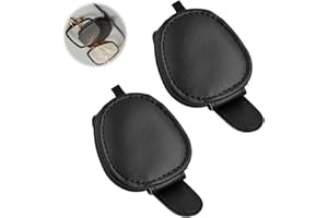 Anseom 2 Pezzi Portaocchiali Auto, Occhiali Magnetico Clip Porta Occhiali da Auto Universale Pelle Supporti per Occhiali Supporto Magnetico per Occhiali da Visiera per Visiera Clip Auto da Sole (Nero)