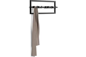 Umbra Cubiko wieszak na ubrania, garderoba ścienna, listwa garderobiana z ruchomymi haczykami, nowoczesny panel garderobiany, rozmiar uniwersalny, czarny