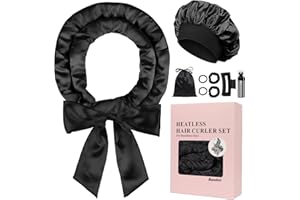 Baolivi Satin Locken Ohne Hitze, Heatless Curls Band Lockenwickler Über Nacht, 70" Overnight Curls DIY Hair Curler Rollers Lockenband, 9 Stück Locken Über Nacht Set mit Schlafmütze für Langes Haar