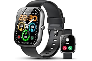 QXQ Smart Watch for Men Women(Answer/Make Call), 1.91" HD OGS Full Touch Screen, 120+ Sport Mode, Heart Rate, Blood Oxygen, Sleep Monitor, IP68 Waterproof Fitness Tracker for iOS Android, Black