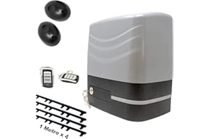 FGMATIC Automatismo completo para puerta o cancela de garaje corredera hasta 800 Kg, modelo VDS CARRERA incluye motor, 2 mandos, placa de control, 4 metros de cremallera, fotocélula y manual de instalación.