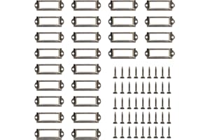 Eabdice 50 sztuk metalowych uchwytów na etykiety, vintage, metalowe ramki na etykiety, szuflady, szafki na dokumenty, do biura, bibliotek (60 x 24 mm/brąz)