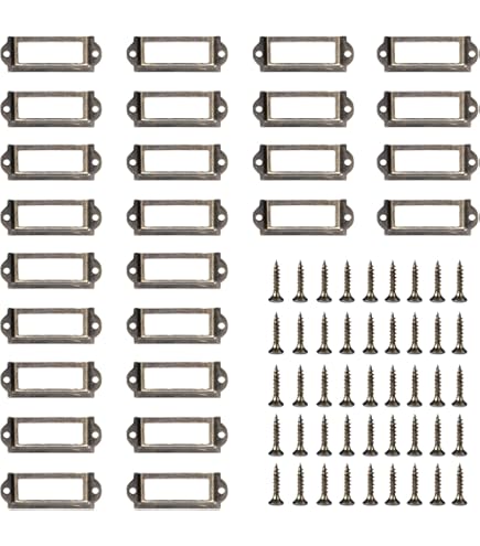 Lot De 30 Porte-étiquettes En Métal Doré - 60x17 Mm - Pour Tiroirs, Armoires, Bibliothèques (avec Vis)