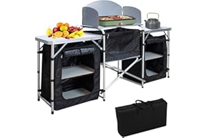 Cecaylie Cucina pieghevole da campeggio, armadio da campeggio con borsa per il trasporto, in alluminio per esterni, da campeggio, da cucina