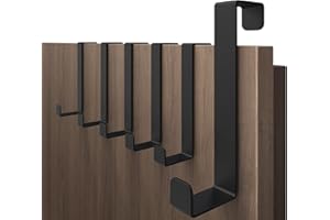 4smile Haki na drzwi, zestaw 6 sztuk – czarne haczyki ze stali nierdzewnej, praktyczna garderoba, wytrzymała listwa do montażu na drzwiach