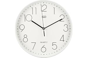 Trevi OM 3508 S Orologio da Muro al Quarzo con Movimento Silenzioso Sweep, Diametro 30 cm, Bianco