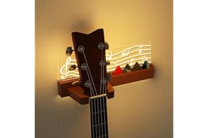 CoolGift Mart Gitarren Wandhalterung, Gitarren geschenk mit LED-Beleuchtung, Gitarrenhalter für die Wand, Notenblatt Design, für Akustik-Elektro-Bass-Ukulele