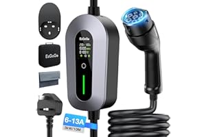EzGoGo EV Charger Cable Type 2 to 3 Pin Plug 32.81Ft/10M Electric Car Charger 3kW, [6/8/10/13A] Type 2 Charging Cable 3 Pin EV Charger IP65 Advanced Protection Suitable for EVs & PHEVs