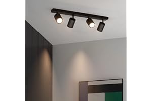 ‎KLIGHTEN Klighten Deckenstrahler 4 Flammig Schwarz, GU10 Deckenlampe Strahler Schwenkbar, Spotleuchte Drehbar Deckenspots für Küche, Schlafzimmer, Wohnzimmer, Länge: 54 cm, Ohne Leuchtmittel