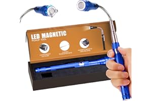 OGEEON Gifts for Men Him Dad,Telescopic Magnetic Pickup Tool with LED Gadgets Stocking Fillers for Men Dad Gifts from Daughter Son Men's Gifts for Husband Boyfriend on Birthday Valentines Christmas（Blue)