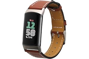 kwmobile Pasek do zegarka z prawdziwej skóry, kompatybilny z Fitbit Charge 6 / Charge 5, tracker fitness, zapasowy sportowy pasek na nadgarstek z zapięciem