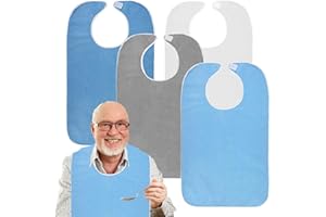 Fiyuer Baberos Reutilizables para Adultos y Personas Mayores, Protector de Ropa Lavable para Comer
