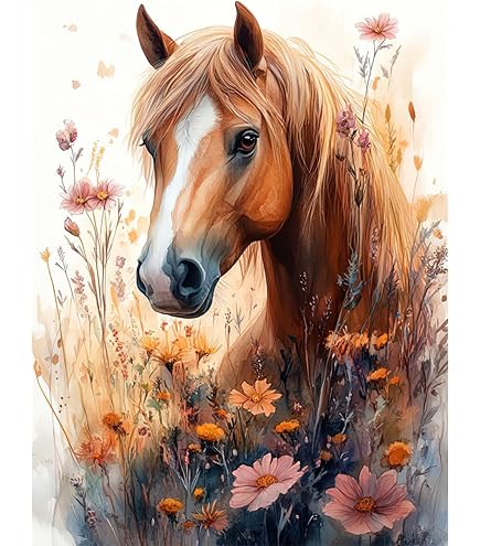 Diamond Painting - Paarden in de Paardenbloemstruik Diamond Painting - Paarden in de Paardenbloemstruik