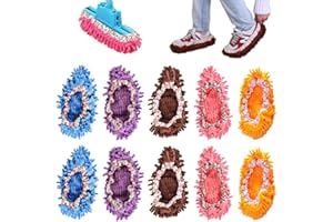 DEER PLATZ 5 Paires Chaussons Mop, Chaussons en Microfibre, Chaussures Vadrouille, Chaussures Nettoyage Sol, Lavable et Réutilisable, Convient Nettoyage Poussière du Sol, Saleté et des Cheveux, 5 Couleurs