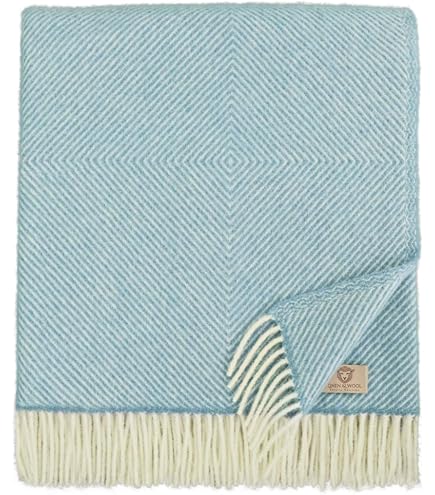 Coperta Plaid In Lana Merino 100% – LINEN & COTTON ANNA, 140x200 Cm, Grigio Scuro E Bianco