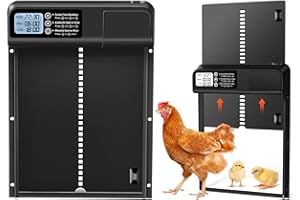 AWKAQUN Automatic Chicken Coop Door with Time Mode, Electric Chicken Coop with Waterproof Large Display, for Safe Chicken Keeping, Also Available for Automatic Kitten and Puppy Doors
