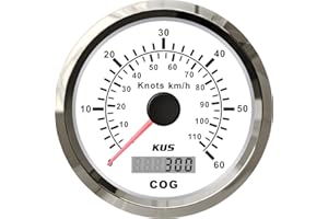 ‎KUS USA KUS GPS Tacho Kilometerzähler 60Knots 110KM/H Für Boot Yachten 85mm Mit Hintergrundbeleuchtung (Weiß)