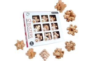 OBEST 9 Pièces Puzzle en Bois, Puzzles de Logique pour l'entraînement du Cerveau, Exercice Mental IQ Puzzle Jouets Educatifs, 3D Brain Teaser Entrelacées Puzzles pour Enfants et Adultes