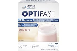 ‎NESTLÉHEALTHSCIENCE OPTIFAST Diät Shake Erdbeer zum Abnehmen | eiweißreicher Mahlzeitersatz mit wichtigen Vitaminen und Mineralstoffen | schnell zubereitet und lecker im Geschmack | 8 x 55g
