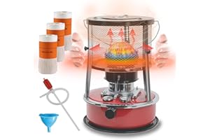 Chauffage Petrole Interieur Portable, Poele a Petrole Sans electricite, 2600W Chauffage d'appoint Economique, Poele a Petrole a Meche 3, Petit Chauffage Camping, Exterieur Terrasse, Tente