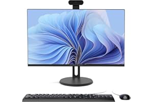 PINSTONE Computer Desktop All in One Intel i7 Quad-Core (fino a 3 GHz) 23,8'' 8GB RAM 512GB SSD PC con fotocamera staccabile regolabile con display IPS HD with 2.4G/5G WiFi Bluetooth 4.2 (nero)