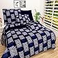 IVAZA Premium 160 TC Polycotton Latest Beautiful 3D bedsheet Double Bed with Two Pillow Covers(Blue )