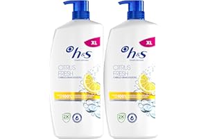 H&S Citrus Fresh Champú Anticaspa Para Pelo Graso 2X800ml, Con Dispensador. Hasta 100% De Protección Anticaspa, Clínicamente Probado. Para Uso Diario