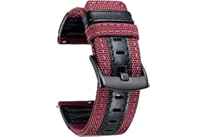 BINLUN Klasyczne płótno żeglarskie, paski do zegarków, szybkie publikowanie, płótno żaglowe, skóra, paski do zegarków, zamiennik pasków do zegarków dla kobiet i mężczyzn, 20 mm, 22 mm, 24 mm, retro pasek do zegarka z czarnym metalowym zapięciem