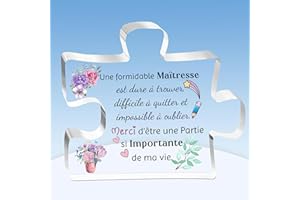 HZBLAZ Maîtresse Puzzle Plaques Jour Enseignant Cadeaux Anniversaire Apprécier Acrylique Signe Obtention du Diplôme Merci Professeure Souvenirs Noël Retraite Citations Significatives Souvenir