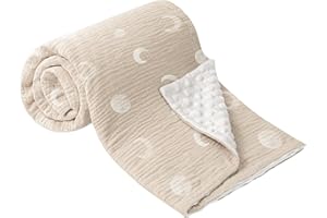 bearmoss Coperta in Cotone per Neonati, Morbida Coperta per Gattonare per Bambini, in Mussola per Bambini, 75x100cm(Luna albicocca)
