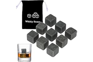 lumcov 9 Pièces Pierres à Whisky,Pierres Froides en Granit,Whisky Stones,Glaçons Réutilisables,Glacon Pierre Whisky Grani,Alternative idéale des glaçons(2*2cm)
