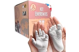 Kits de Moulage Bébé | 100% Artisanat Français | 2 Empreintes Mains Pieds bebe | Kit Empreinte Fille Garçon | Contenants Réutilisables | Cadeau pour naissance | Marque ANCRER®