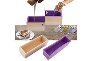 RANKOMU Moules à Savon Rectangulaires, 42Oz 1200Ml Doublure en Silicone Flexible Coque en Bois Moules Savon Pain Faits La Main Outil de Bricolage, S’Adapte À La Fabrication de Gâteau Ice Chocolate Pudding