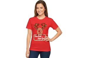 Love My Fashions Women Merry Christmas T-Shirt - Novelty Funny Xmas Top with Snowman, Santa & Reindeer Prints, Crew Neck, Short Sleeve Shirt for Women
