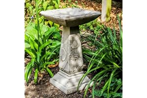 Discount Garden Statues Very Heavy Lilly Design Concrete Birdbath Wide solid base, square bowl bird bath BB42 70KGS