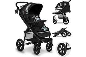 LIONELO Passeggino compatto per bambini dalla nascita fino a 22kg Pieghevole Completa regolazione Posizione sdraiata Cinture 5punti Grandi ruote Ammortizzazione Cappottina XXL (MULTICOL, ANNET TOUR)