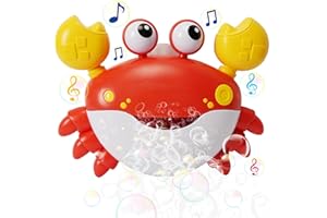 LISSUDA Baby Bath Bubble Toys Crab Bath Bubble Machine with 12 Music Automatic Bubble Maker with Suction Cups Toddler Kids Bath Toys Bubble Bathtub Toys for 1 2 3 4 Year Olds Boys Girls Gift Red