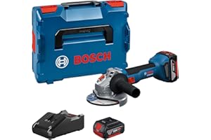 Bosch Professional 18V System Smerigliatrice angolare a batteria GWS 18V-8 (diametro disco 125 mm, incl. 2 batterie GBA 4.0Ah, caricabatteria GAL 18V-40, L-BOXX)