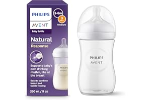 Philips Avent Biberón Natural Response: biberón para bebés recién nacidos de 260 ml, sin BPA, a partir de 1 mes (modelo SCY903/01)