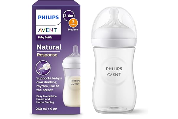 Philips Avent Biberón Natural Response: biberón para bebés recién nacidos de 260 ml, sin BPA, a partir de 1 mes (modelo SCY903/01)