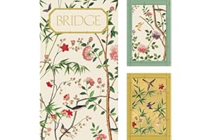 Caspari Chinese Wallpaper Bridge Gift set includes double deck of cards and 2 score pads in a presentation box, 7.8 x 20.35 x 0.55 cm