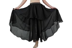 MUNAFIE Jupe Longue en Mousseline à Trois Couches pour Femme - Jupe de Danse du Ventre - Costume de Danse du Ventre