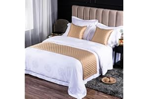 QRGMKL Neue einfarbige Bettläufer weiche, hautfreundliche Bettschals Hochpräzise geometrische Jacquard-Bettwäsche-Schutz-Tagesdecke für das Heimschlafzimmer Hotel-Gold C||180X50cm for 1.2m Bed