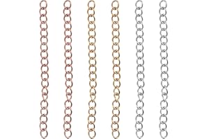 UNICRAFTALE Aproximadamente 60 hebra 3 Colores 1 77in/45mm Extensor de Cadena de Acero Inoxidable Extensor de Cadena de Eslabones Hipoalergénicos
